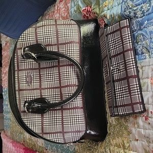 Coach plaid purse and wallet